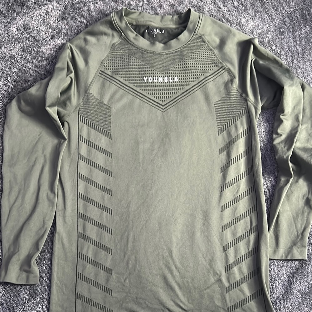 YoungLA Olive Green Superhero Compression L/S Shirt